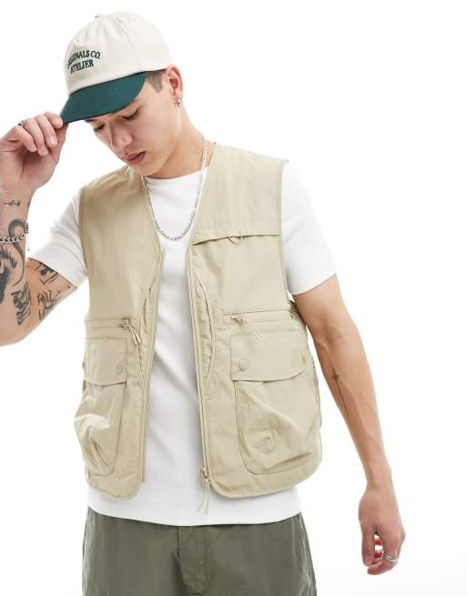 River Island utility vest in medium stone