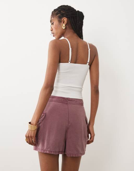 River Island utility wrap mini skort with in dark pink, 3 of 5