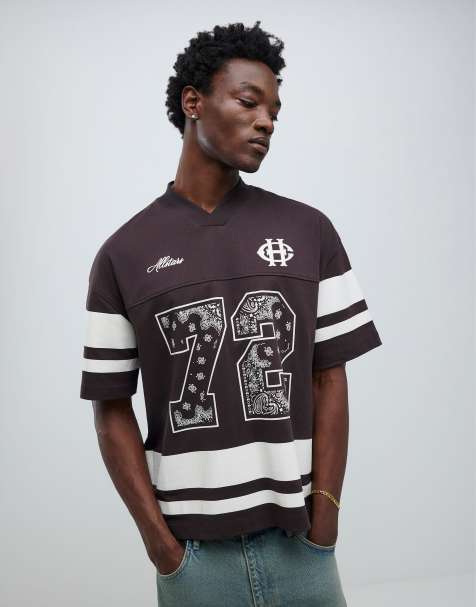 River Island V neck bandana sports t-shirt in brown