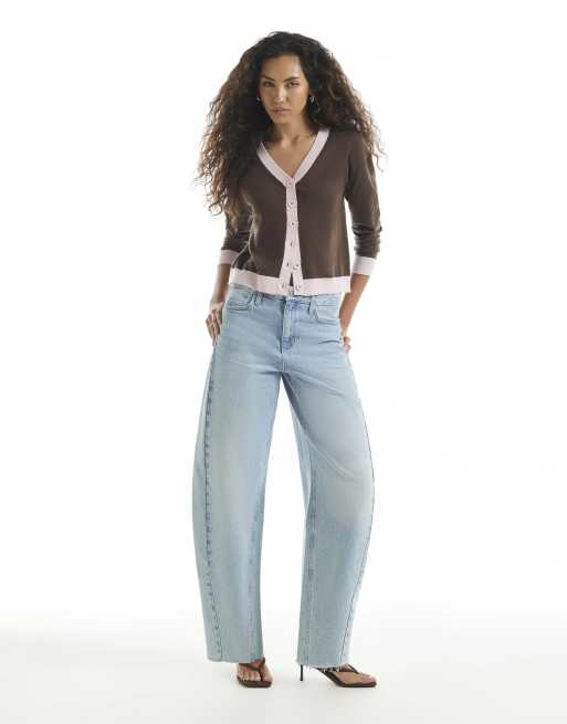 River Island V neck cardigan in brown , 2 of 4