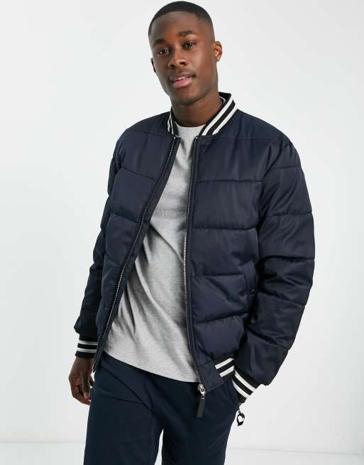 River Island varsity bomber in navy | ASOS