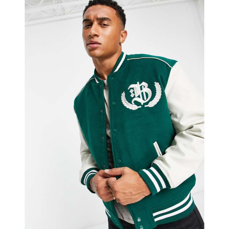 River Island varsity jacket in green