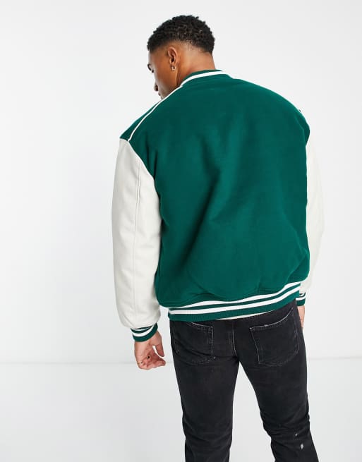 River Island varsity jacket in green