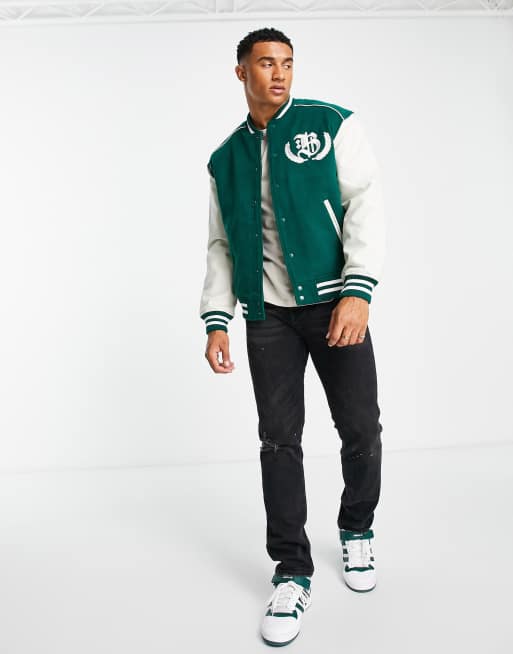 River Island varsity jacket in green