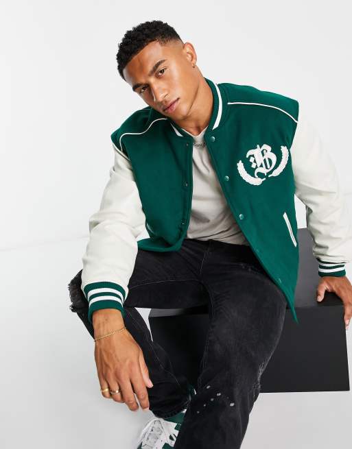 River Island varsity jacket in green ASOS