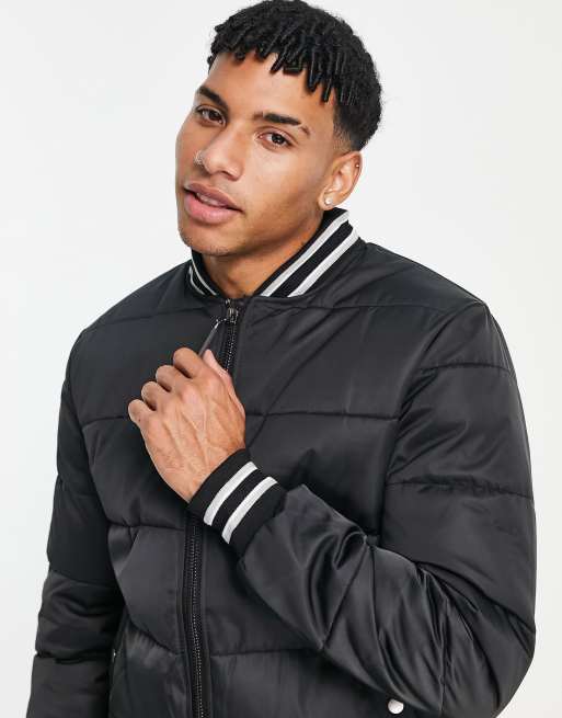 Black puffer bomber store jacket mens