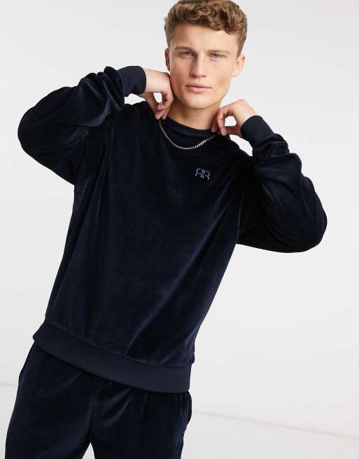 Navy best sale velour sweatshirt