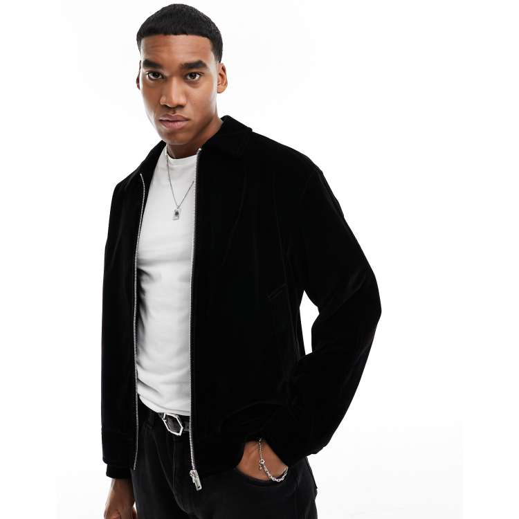 River Island velvet bomber jacket in black ASOS