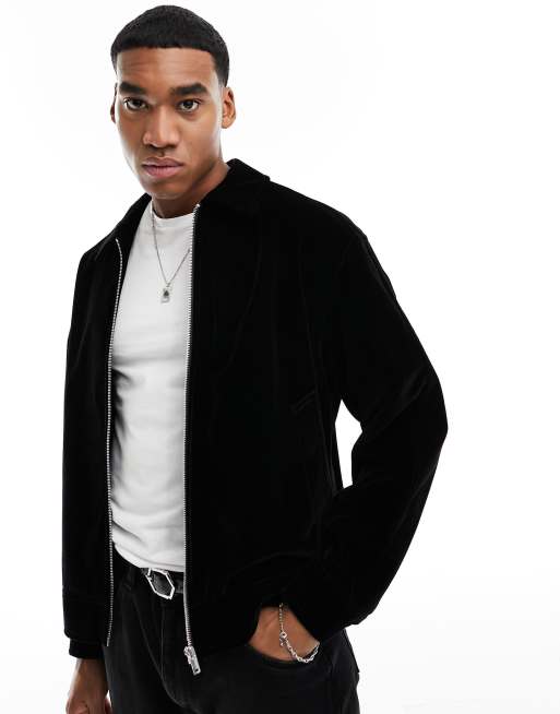 Mens velour hot sale bomber jacket