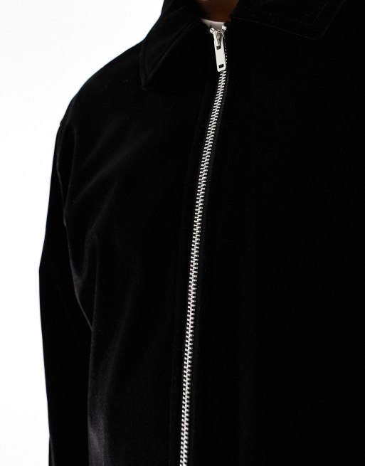 River Island velvet bomber jacket in black