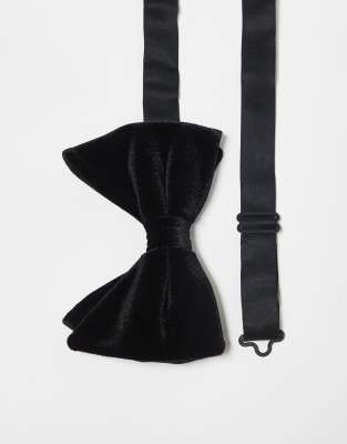 River Island River Island velvet bow tie in black