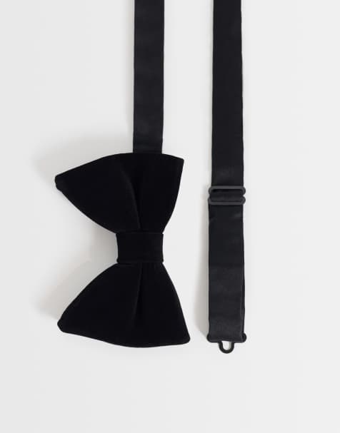 River Island velvet bow tie in black - view 1