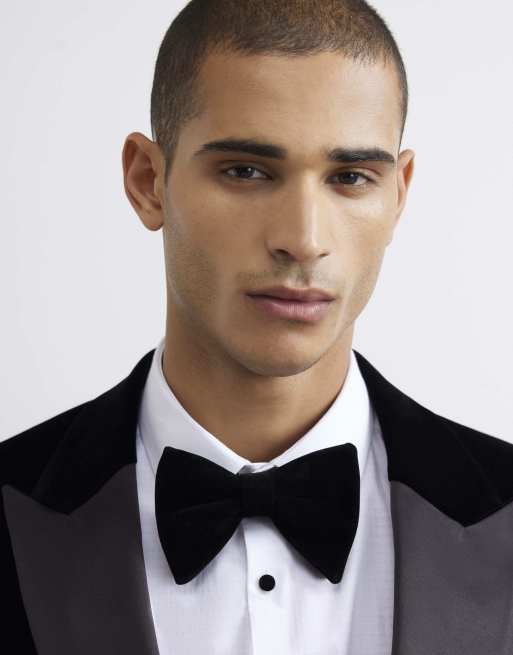 River Island Velvet bow tie in black, 2 of 2