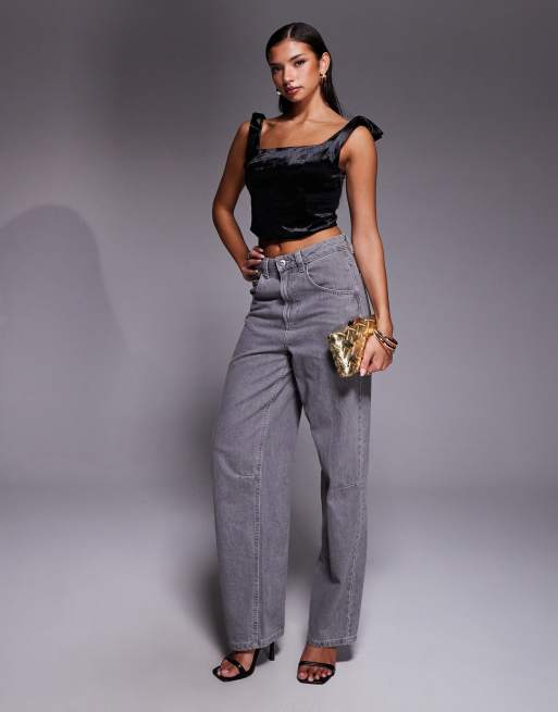 River Island velvet corset top in black , 2 of 4