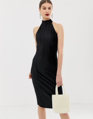 river island black plisse dress