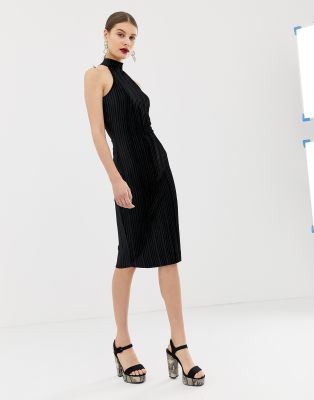 river island black plisse dress