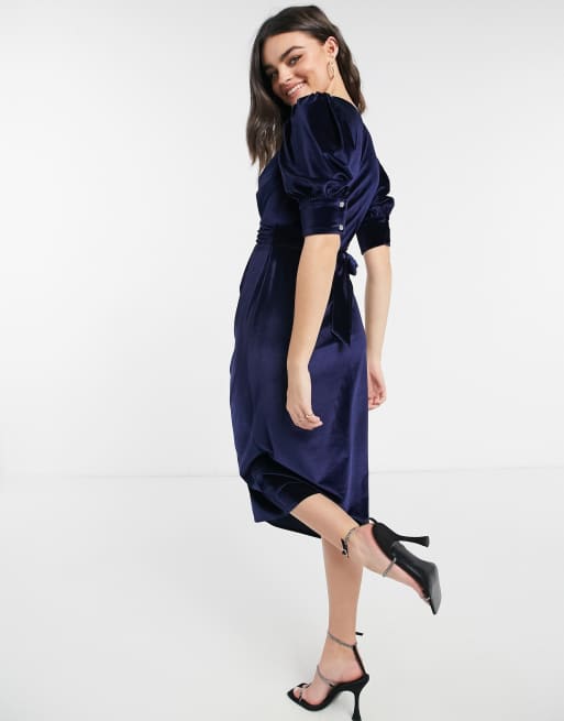 River island store navy wrap dress