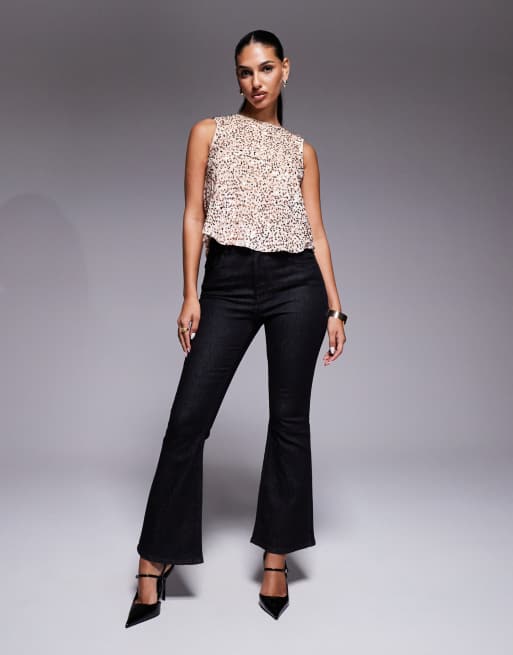 River Island velvet sequin bow back top in gold, 4 of 4