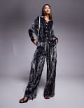 [River Island] River Island velvet wide leg pants in grey (part of a set) 12 GREY