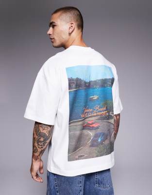 River Island Venice Beach Yacht Club Oversized T-shirt In White