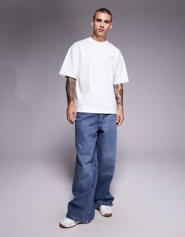 River Island 'venice beach yacht club' oversized t-shirt in white