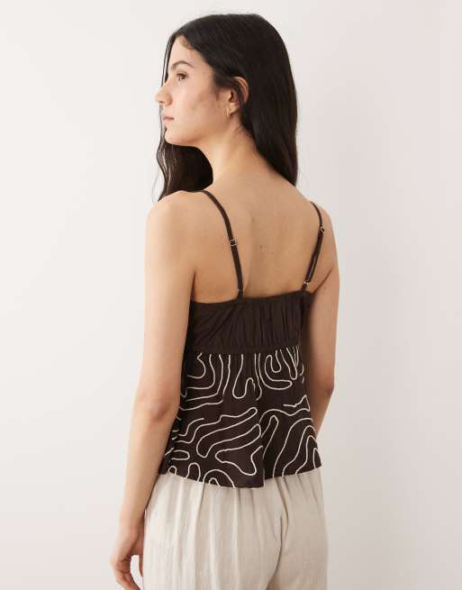 River Island – Verziertes Camisole-Oberteil in Braun, 3 von 4
