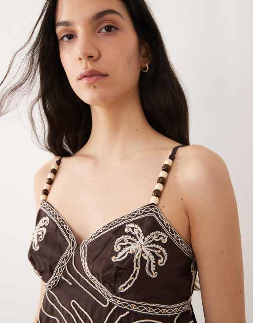 River Island – Verziertes Camisole-Oberteil in Braun, 4 von 4