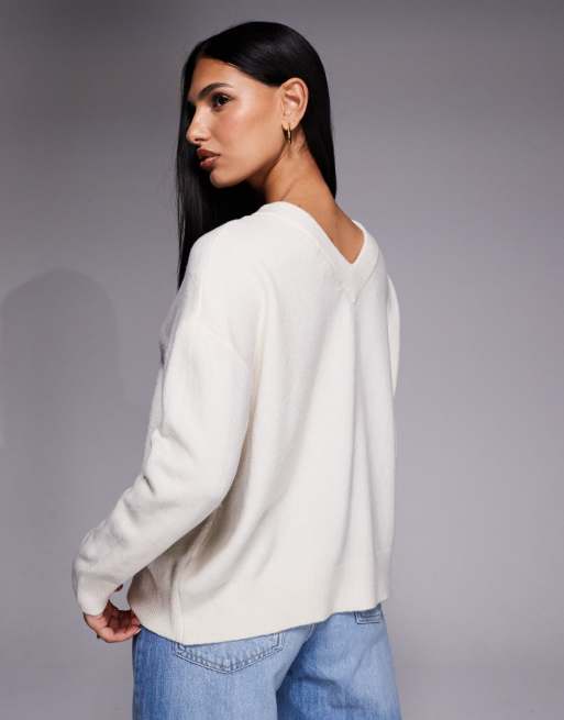 River Island - Vest met V-hals en detail op de rug in crème, 2 van 4