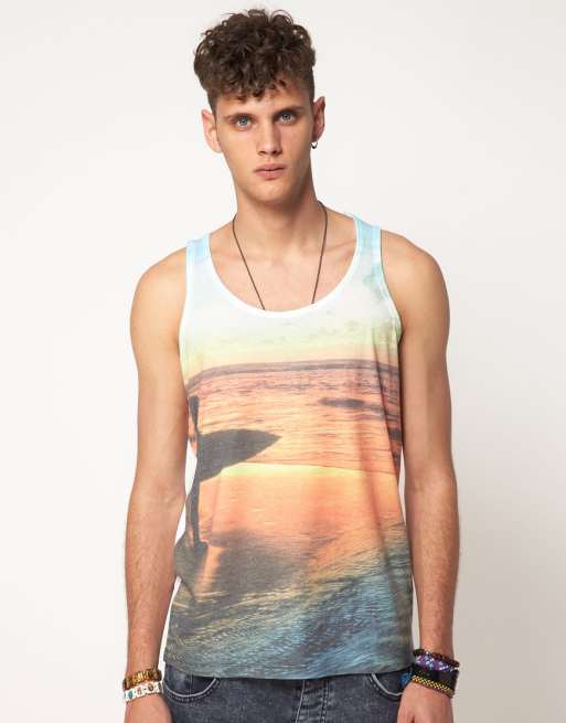 River Island Vest with Surf Print ASOS