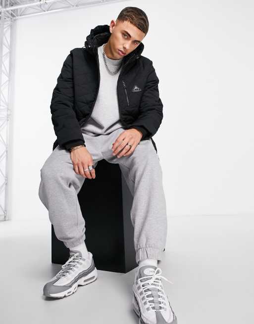 River Island - Veste à capuche avec matelassage en losanges - Noir