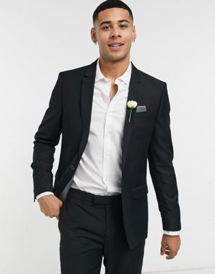 River Island wedding skinny suit jacket in black - ASOS Price Checker