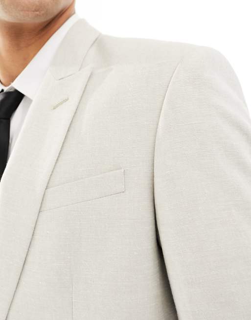 River Island - Veste de costume en lin - Taupe clair , 5 de 5