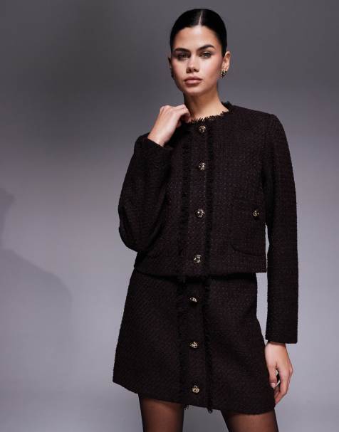 River Island - Veste en bouclé avec poche plaquée - Marron foncé - view 1