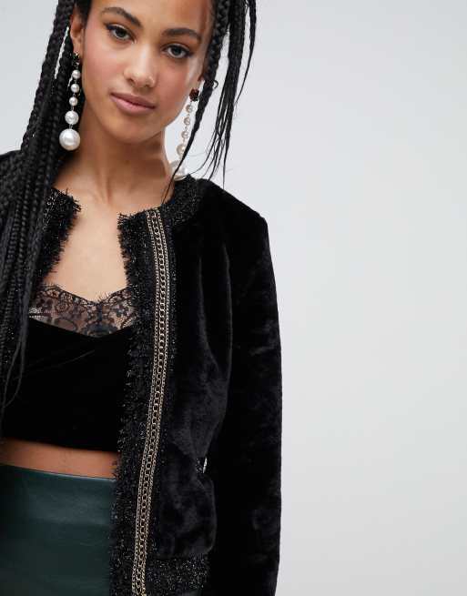River Island - Veste en fausse fourrure avec chaîne - Noir, 3 de 4