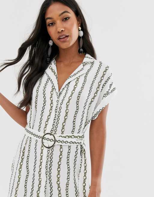 River Island - Vestito camicia con cintura e stampa di catene, 3 di 4