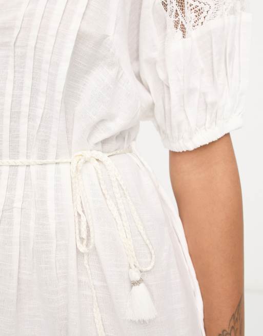 River Island - Vestito camicia corto bianco con dettaglio in pizzo , 3 di 4