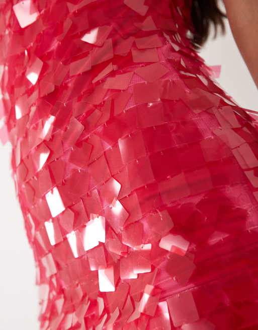 River Island - Vestito corto a fascia rosa acceso con paillettes, 3 di 4