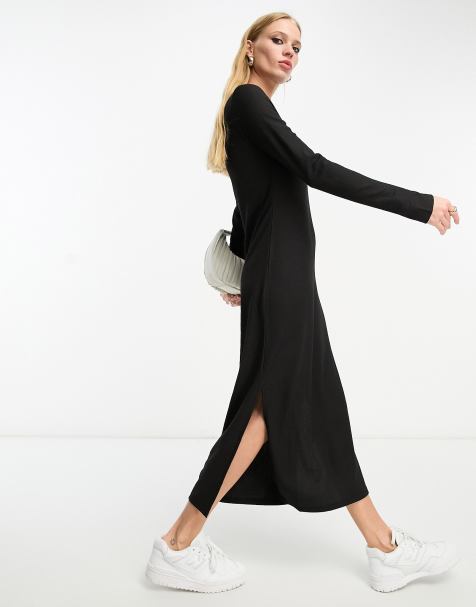River Island - Vestito midi nero a colonna con spacco laterale - view 1