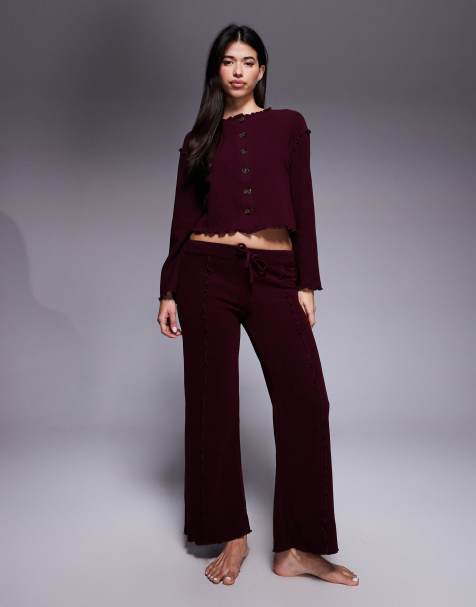 River Island – Vinrött mysset i jersey med knäppning - view 1