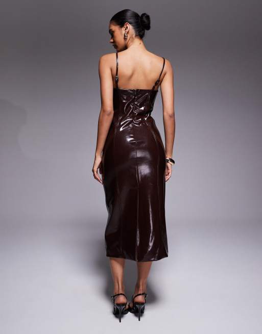 burgundy vinyl dress Synne V-Neck Maxi Dress main image 0
