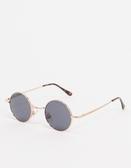 River Island vinyl round sunglasses in gold