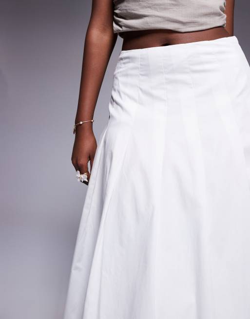 River Island – Vit, a-linjeformad maxikjol i poplin , 5 av 5