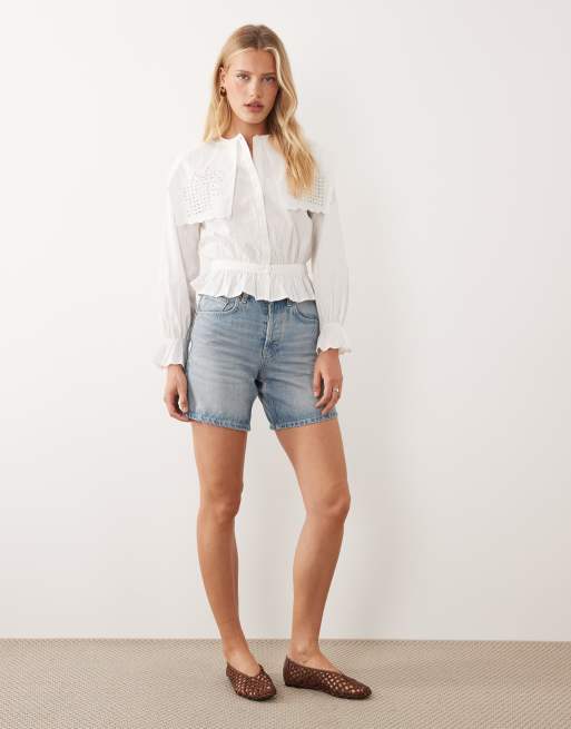 River Island – Vit, kort skjorta med broderie anglaise, 2 av 4