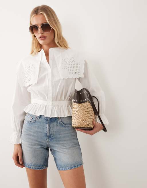 River Island – Vit, kort skjorta med broderie anglaise, 3 av 4
