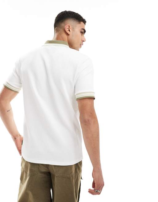 River Island – Vit pikétröja med kontrasterande tejpade detaljer, 4 av 4