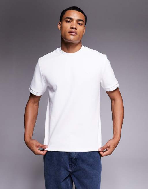 River Island – Vit, smal t-shirt i scubamaterial