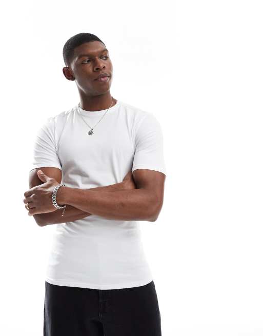 River Island vit t-shirt i muscle fit