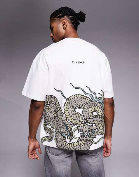 River Island – Vit t-shirt i oversize med draktryck - view 1
