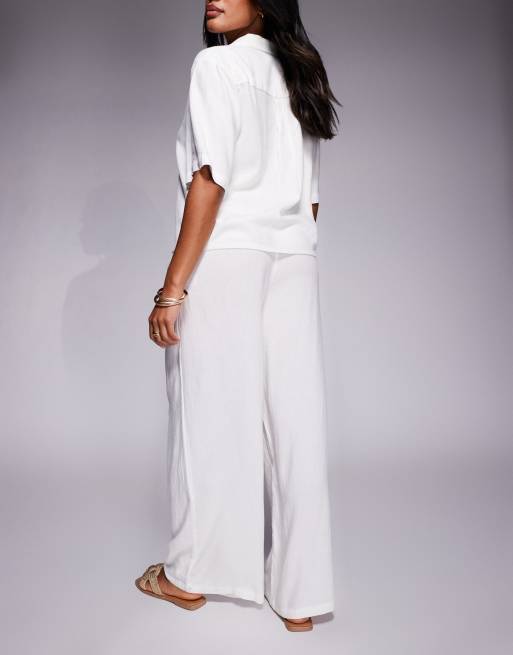 River Island – Vita byxor i linnestil med vida ben, del av set , 3 av 5