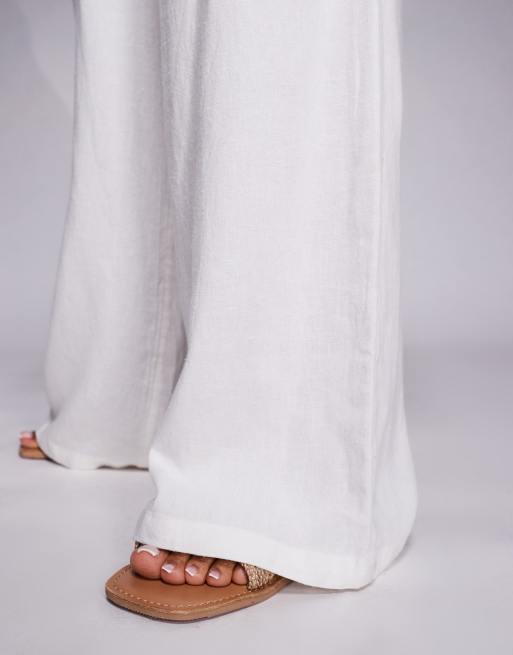 River Island – Vita byxor i linnestil med vida ben, del av set , 4 av 5